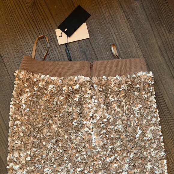JLUXLABEL Taupe Nude Cream Sequin Midi Skirt - Small - Picture 13 of 14